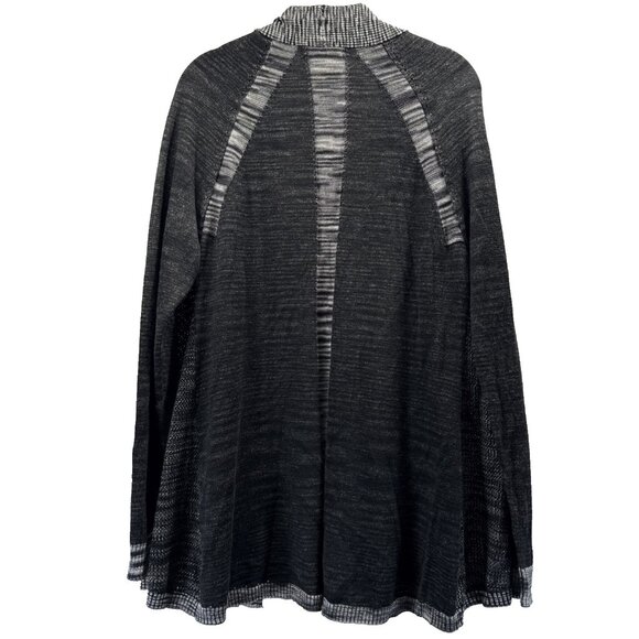 Belldini Women's Cardigan Sweater Size XL Black Gray Artsy Knit Long Sleeve Open - Picture 2 of 9